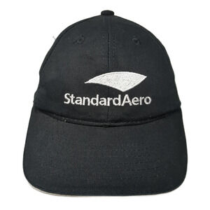 Standard Aero Strapback Baseball Cap Black One Size Adjustable Embroidered AJM